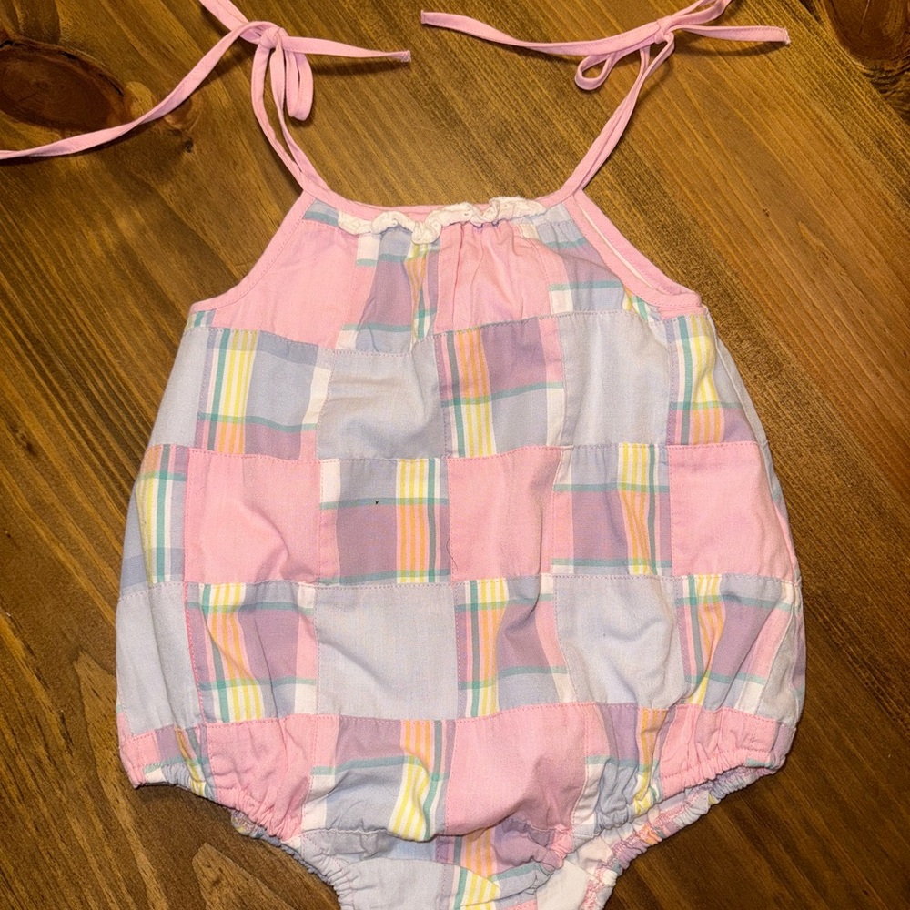 The Beaufort Bonnet Company Pink and Blue Plaid Bodysuit